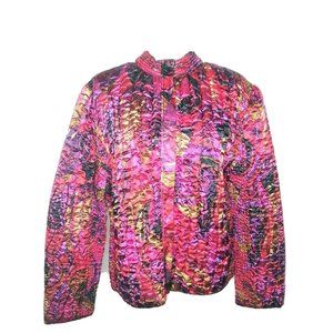 Ruby Rd Vintage  Sz Xl Quilted Zip Up Silky Jacket